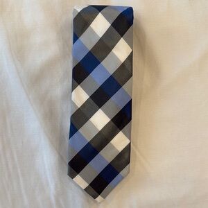 Blue and Silver Checkered Tie